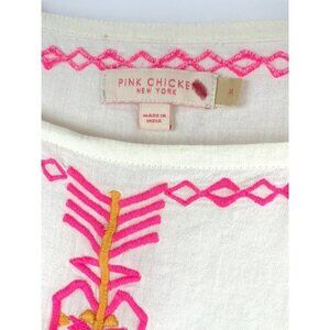 Pink Chicken cotton dress womens Med. Cool & effortless wht/ pink